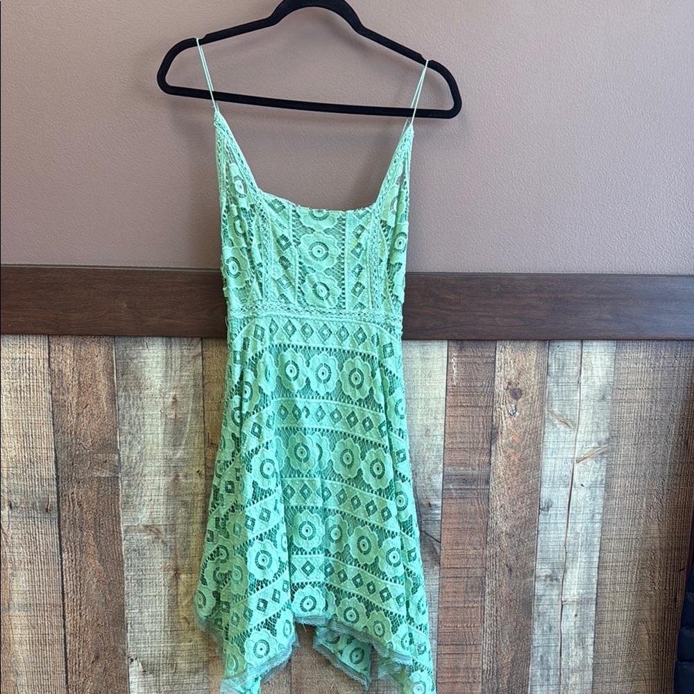 Free People Mint Green Lace Mini Dress